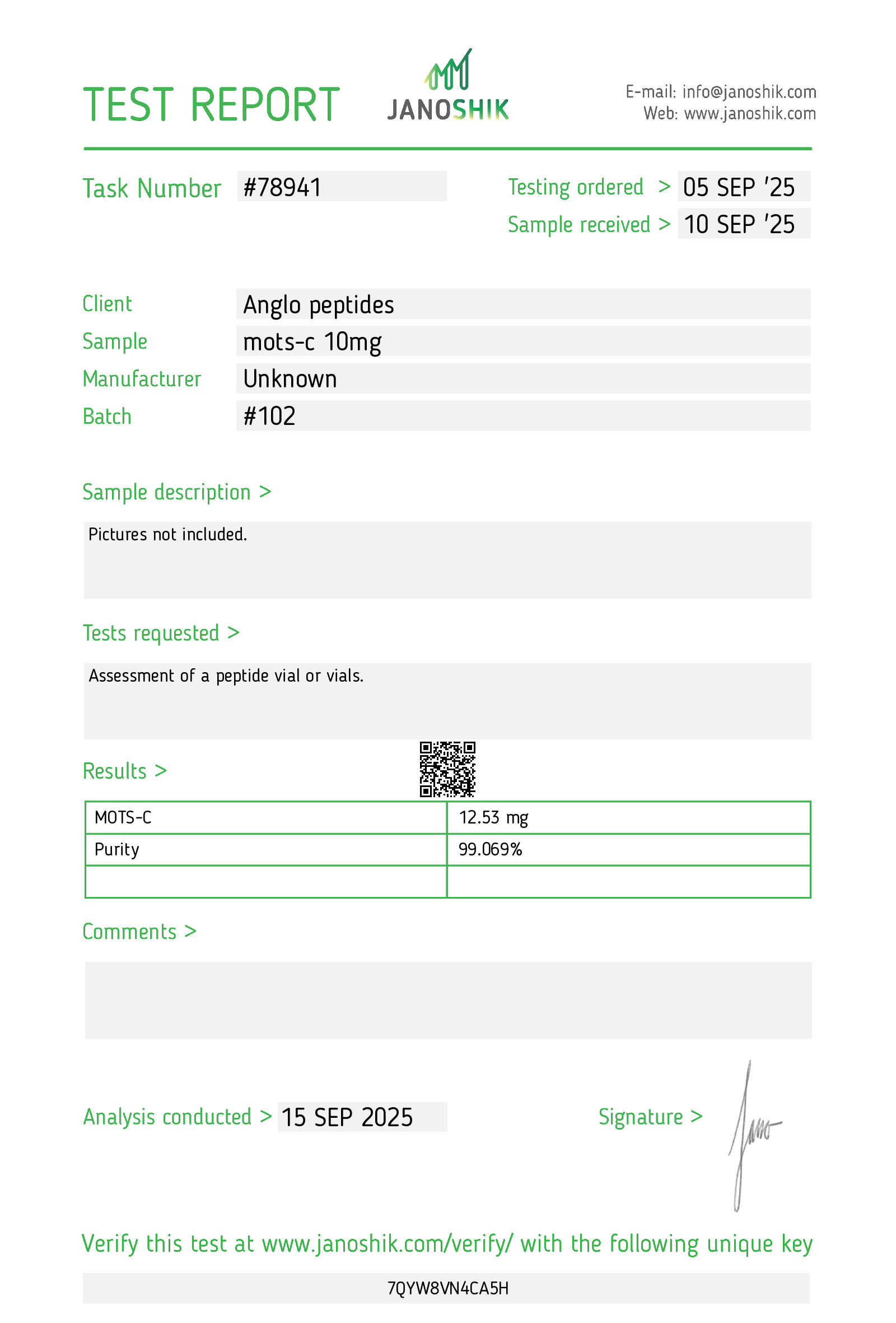 MOTS-c – 10mg (Batch #102) RESTOCK 16th oct