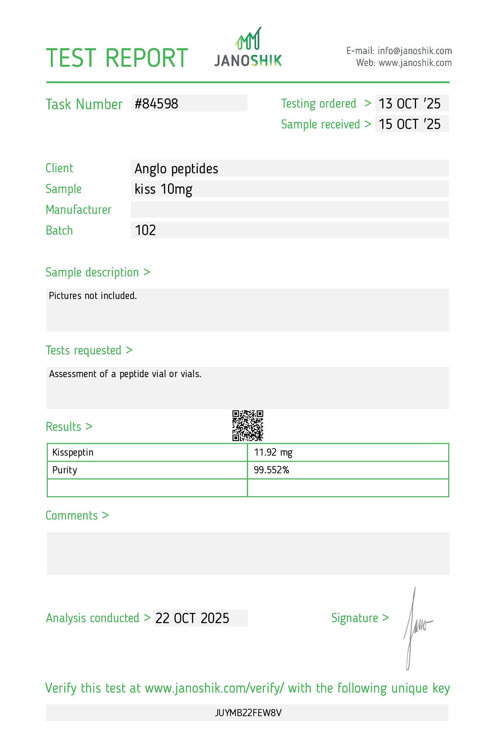 Kisspeptin – 10mg (NEW batch 102)
