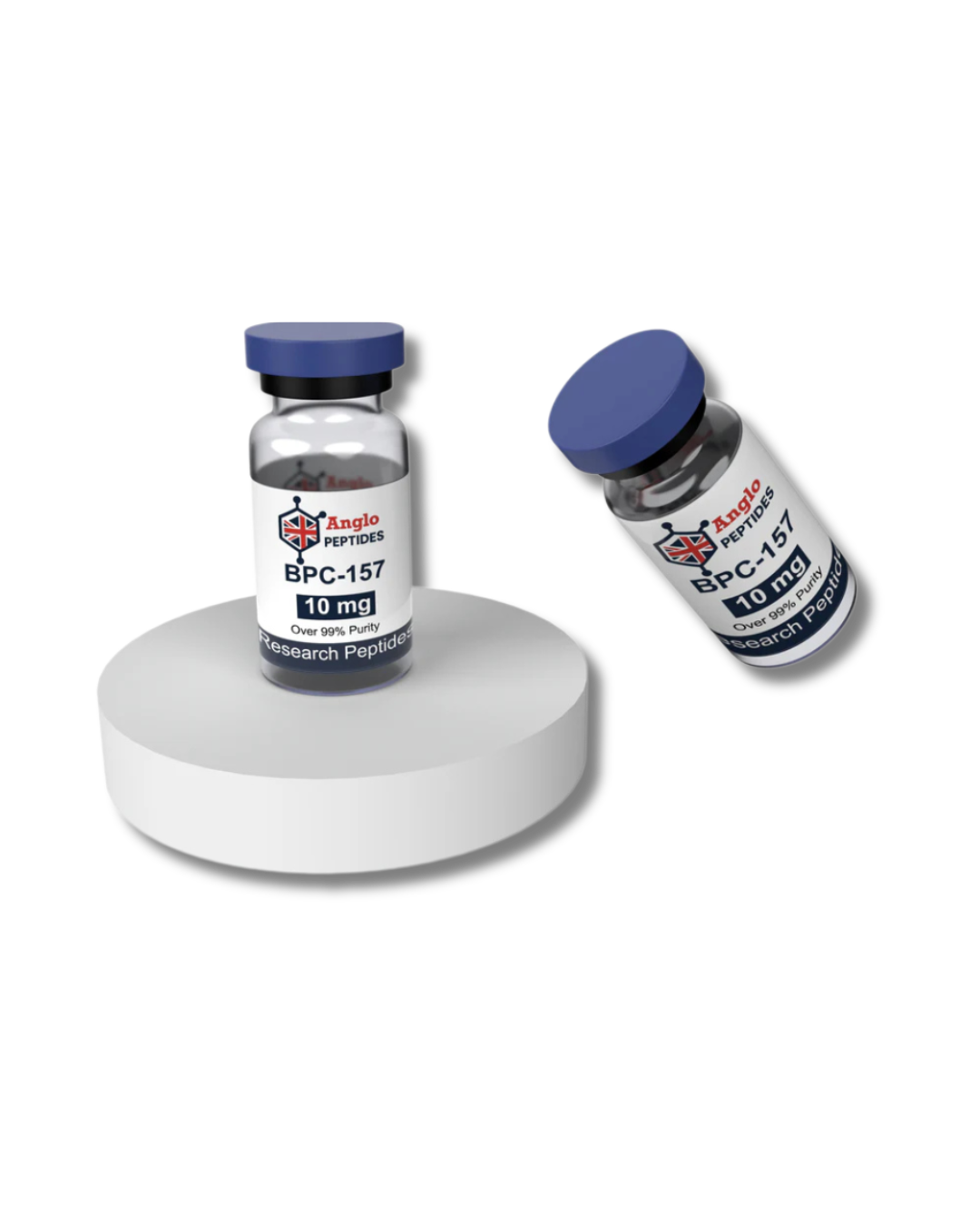 Two vials labeled 'BPC-157' on a white background